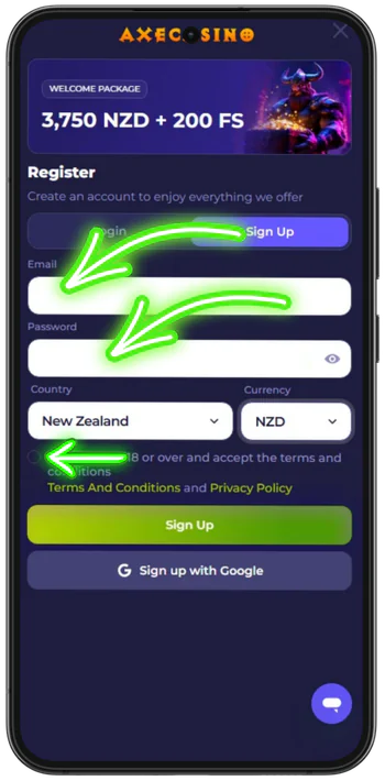 Registration form